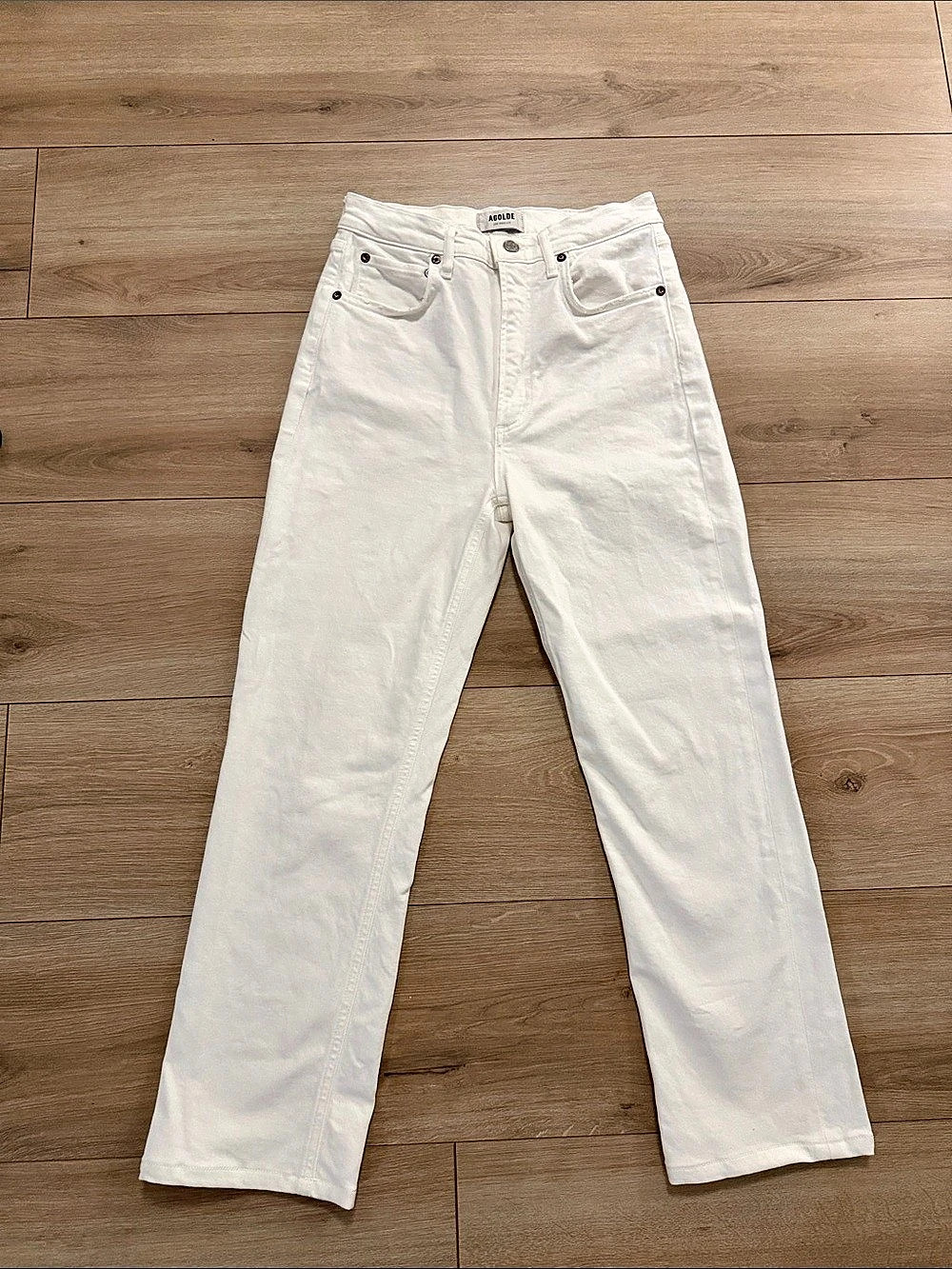 AGOLDE High Rise Stove Pipe White High Rise Jeans Waist 27 Like New